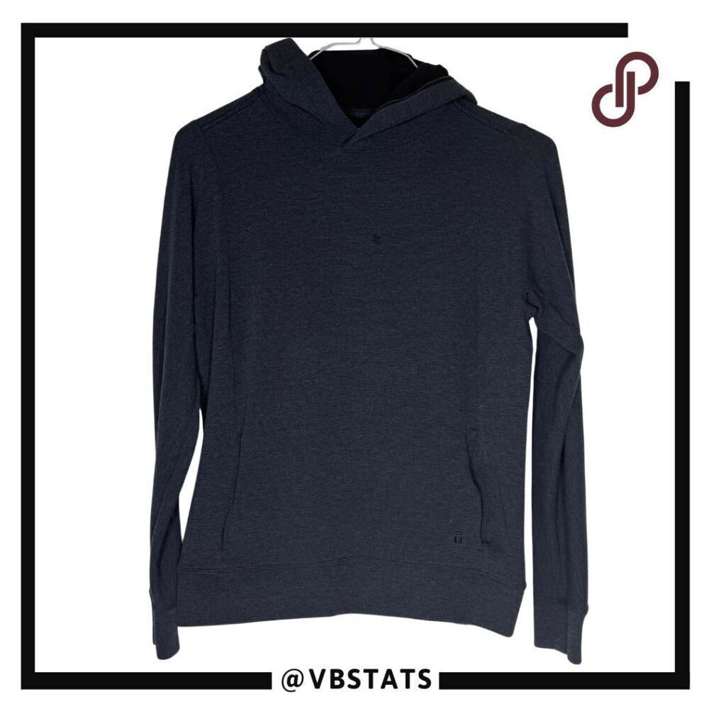 Tommy John Mens Thermal Stretch Base Layer Pullover Hoodie Sweatshirt Blue Small
